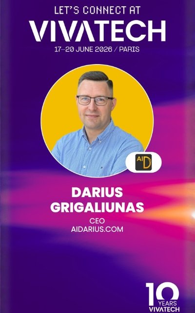 Darius Grigaliunas at VivaTech 2026, Paris — CEO AIDARIUS.COM